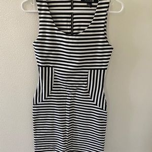 Black and White Stripped Bodycon Dress